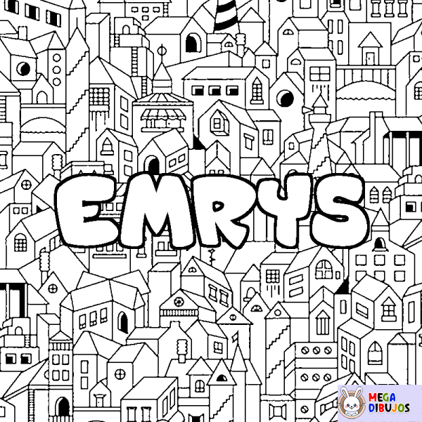 Coloración del nombre EMRYS - decorado ciudad