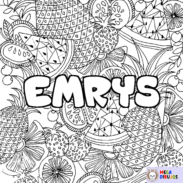 Coloración del nombre EMRYS - decorado mandala de frutas