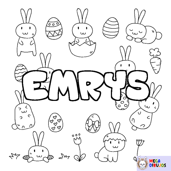 Coloración del nombre EMRYS - decorado Pascua