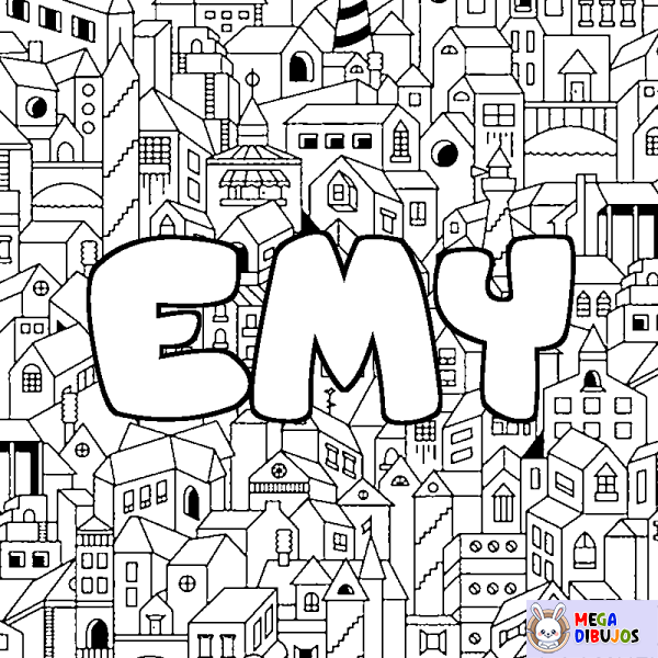 Coloración del nombre EMY - decorado ciudad