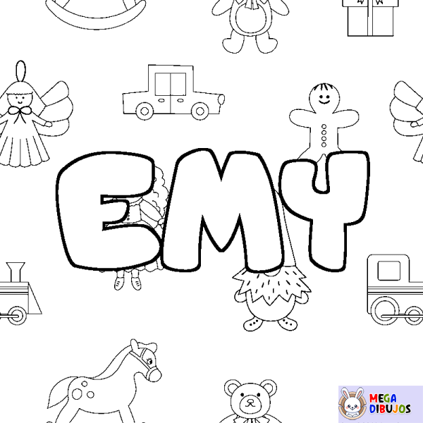 Coloración del nombre EMY - decorado juguetes