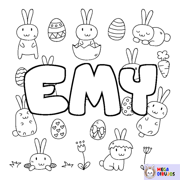 Coloración del nombre EMY - decorado Pascua