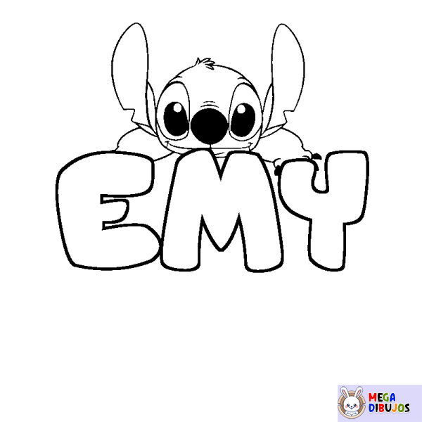 Coloración del nombre EMY - decorado Stitch