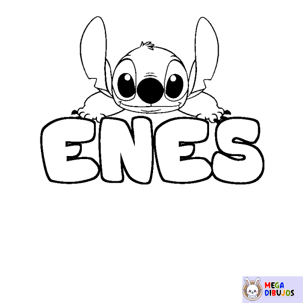 Coloración del nombre ENES - decorado Stitch