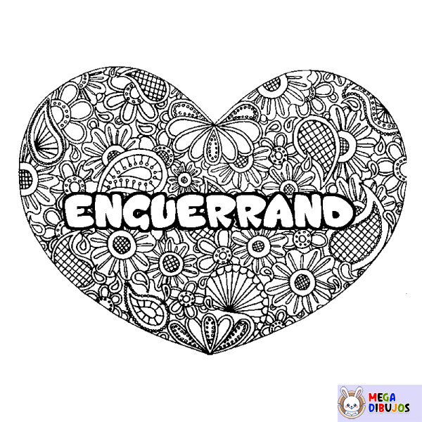 Coloración del nombre ENGUERRAND - decorado mandala de coraz&oacute;n