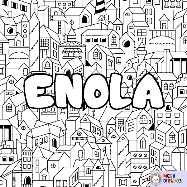 Coloración del nombre ENOLA - decorado ciudad