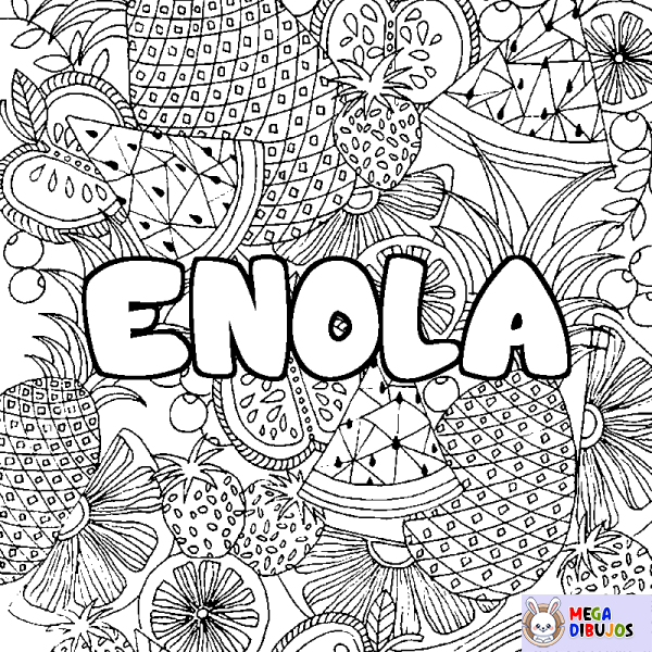 Coloración del nombre ENOLA - decorado mandala de frutas