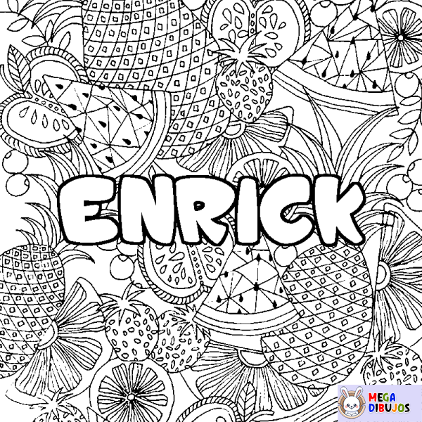 Coloración del nombre ENRICK - decorado mandala de frutas