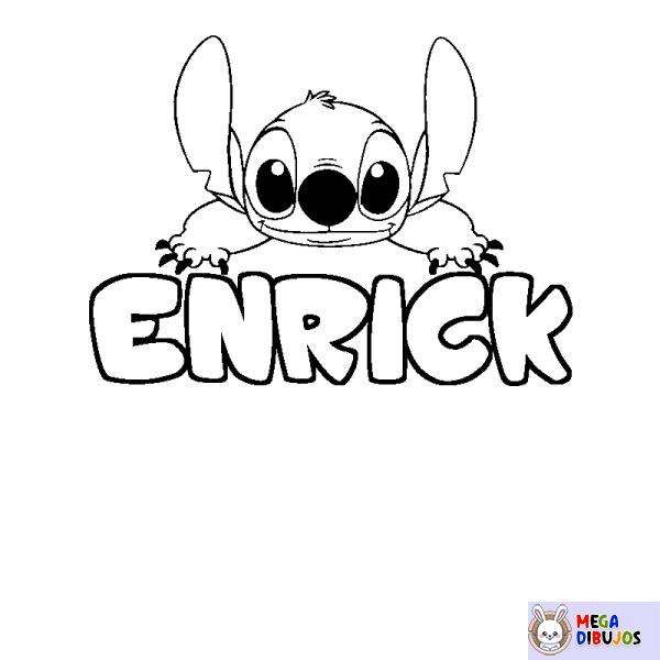 Coloración del nombre ENRICK - decorado Stitch