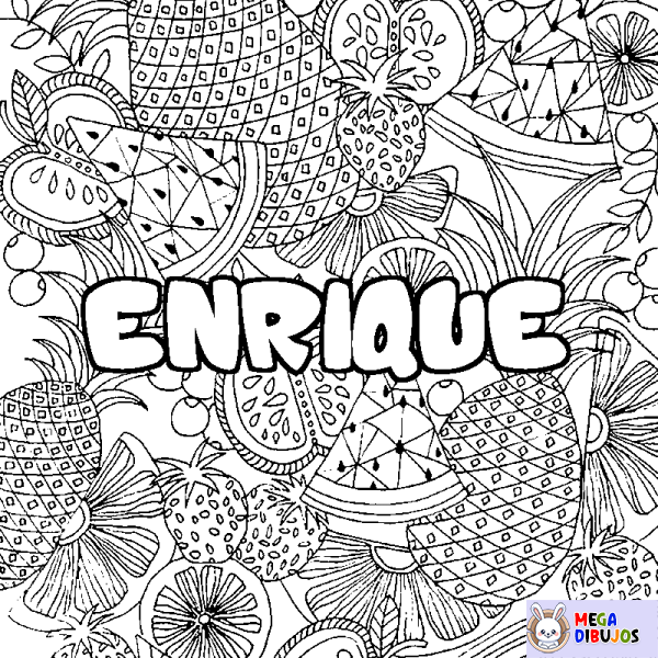 Coloración del nombre ENRIQUE - decorado mandala de frutas