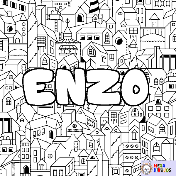 Coloración del nombre ENZO - decorado ciudad