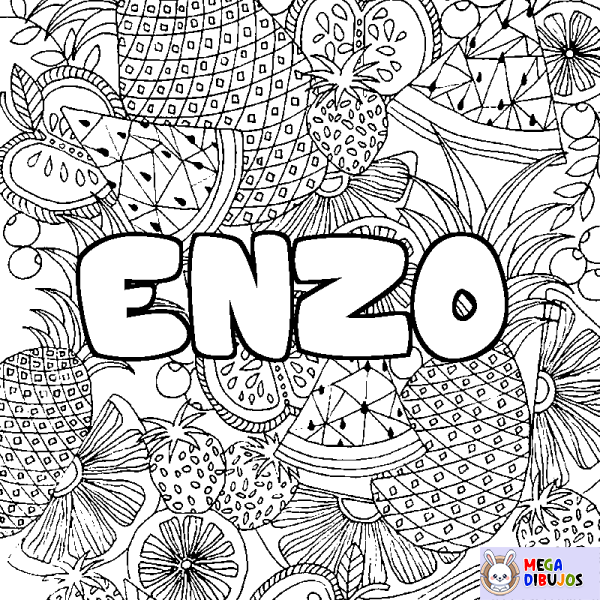 Coloración del nombre ENZO - decorado mandala de frutas