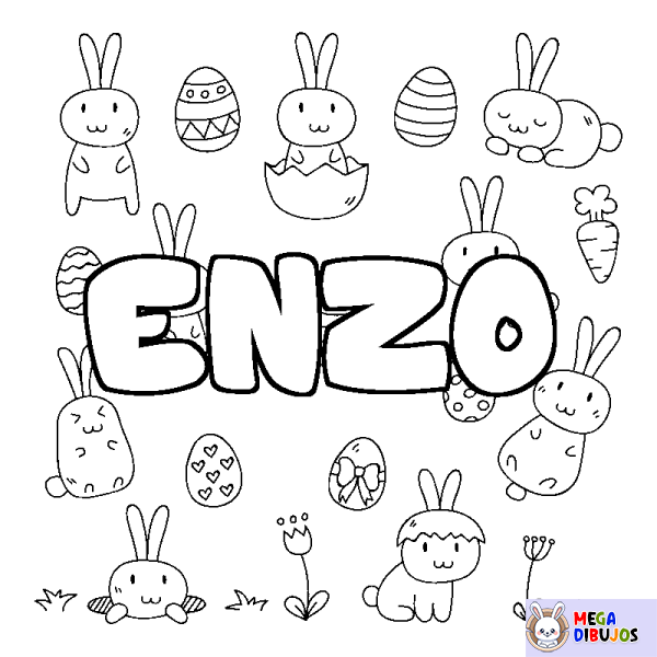 Coloración del nombre ENZO - decorado Pascua