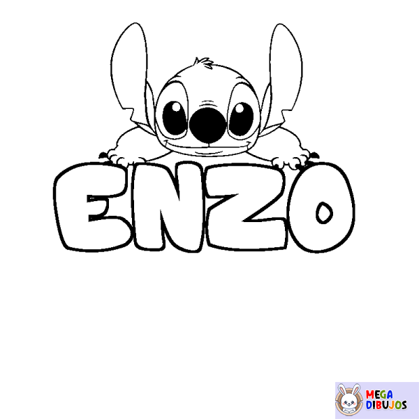 Coloración del nombre ENZO - decorado Stitch