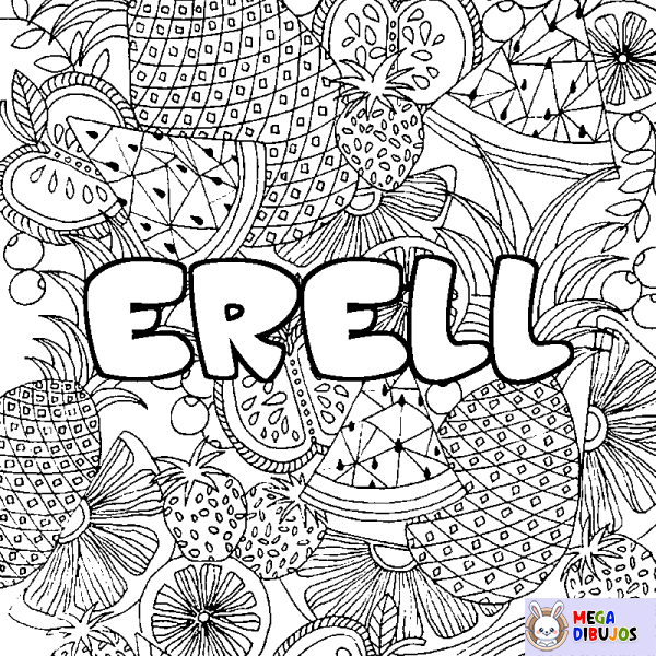 Coloración del nombre ERELL - decorado mandala de frutas