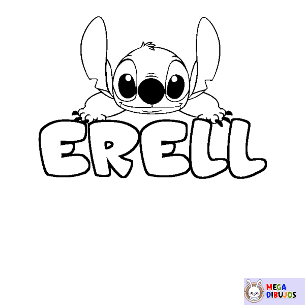 Coloración del nombre ERELL - decorado Stitch