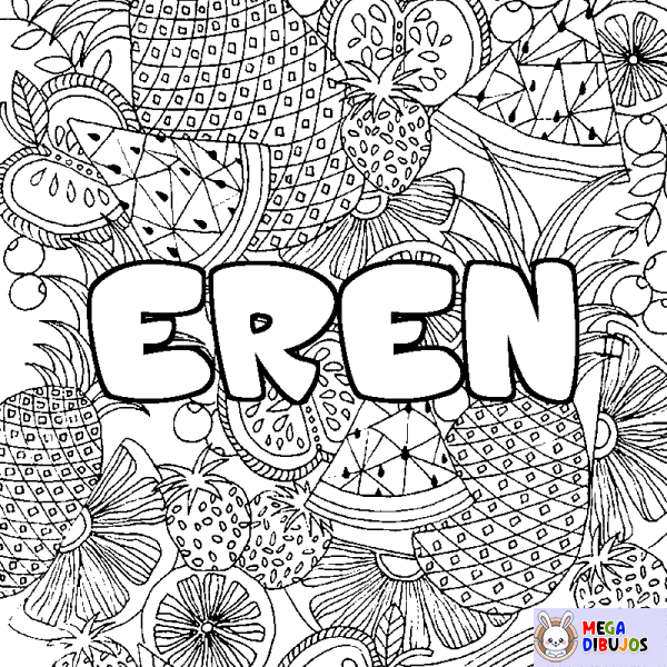 Coloración del nombre EREN - decorado mandala de frutas