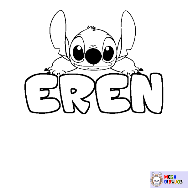 Coloración del nombre EREN - decorado Stitch