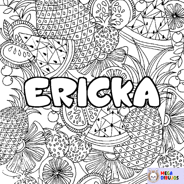 Coloración del nombre ERICKA - decorado mandala de frutas