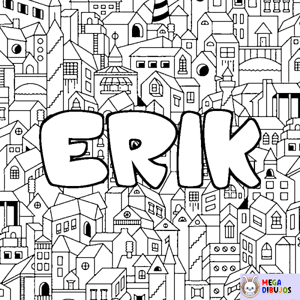 Coloración del nombre ERIK - decorado ciudad