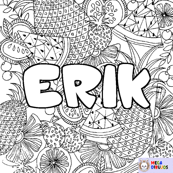 Coloración del nombre ERIK - decorado mandala de frutas