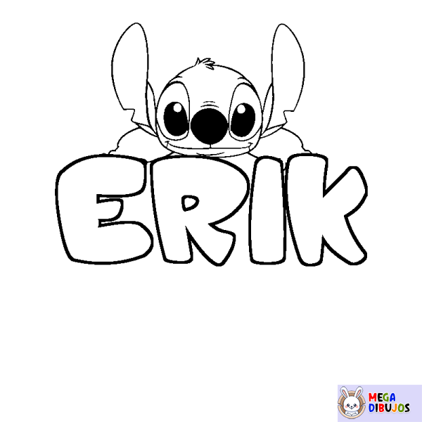 Coloración del nombre ERIK - decorado Stitch