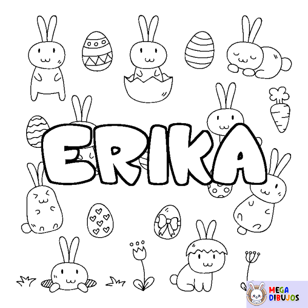 Coloración del nombre ERIKA - decorado Pascua