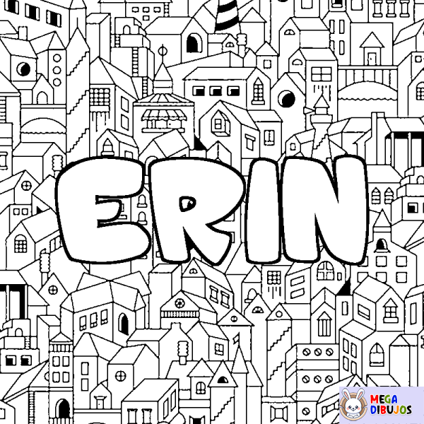 Coloración del nombre ERIN - decorado ciudad