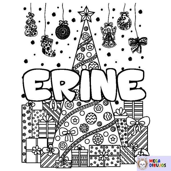 Coloración del nombre ERINE - decorado &aacute;rbol de Navidad y regalos