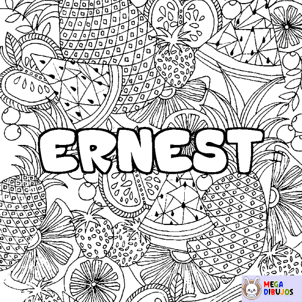 Coloración del nombre ERNEST - decorado mandala de frutas