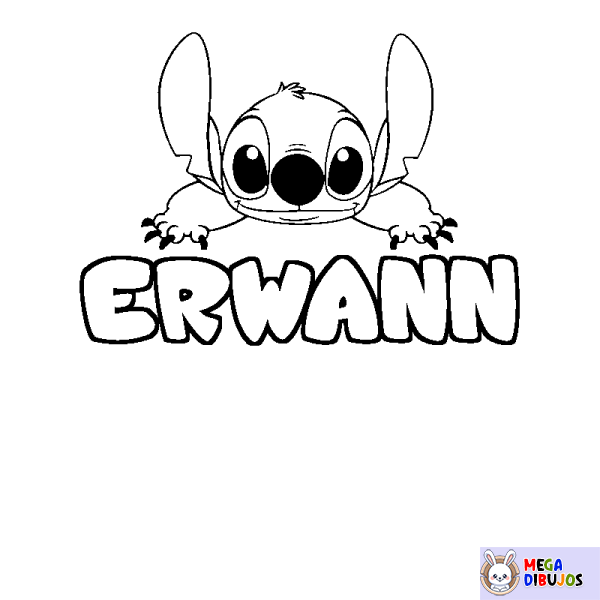 Coloración del nombre ERWANN - decorado Stitch