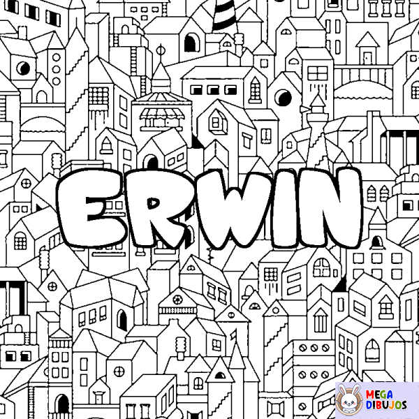 Coloración del nombre ERWIN - decorado ciudad