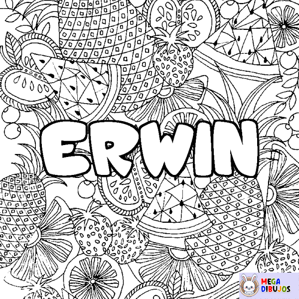 Coloración del nombre ERWIN - decorado mandala de frutas