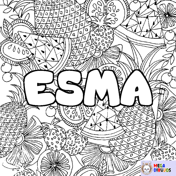 Coloración del nombre ESMA - decorado mandala de frutas