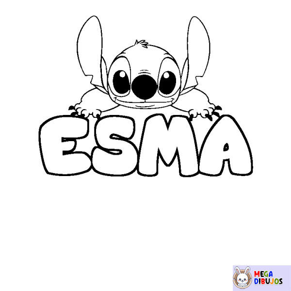 Coloración del nombre ESMA - decorado Stitch