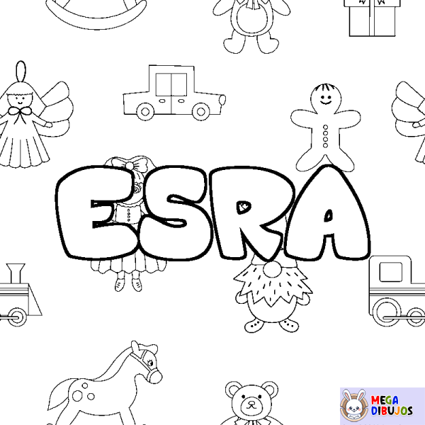 Coloración del nombre ESRA - decorado juguetes