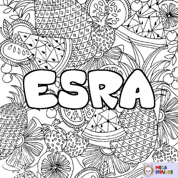 Coloración del nombre ESRA - decorado mandala de frutas