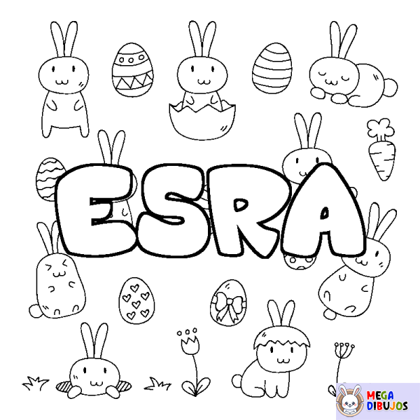 Coloración del nombre ESRA - decorado Pascua