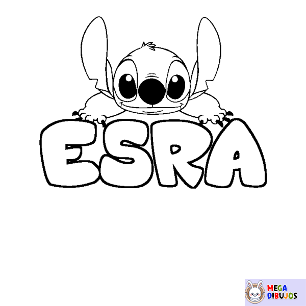 Coloración del nombre ESRA - decorado Stitch