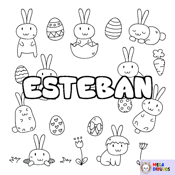 Coloración del nombre ESTEBAN - decorado Pascua