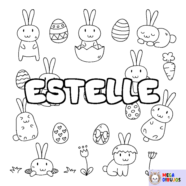 Coloración del nombre ESTELLE - decorado Pascua