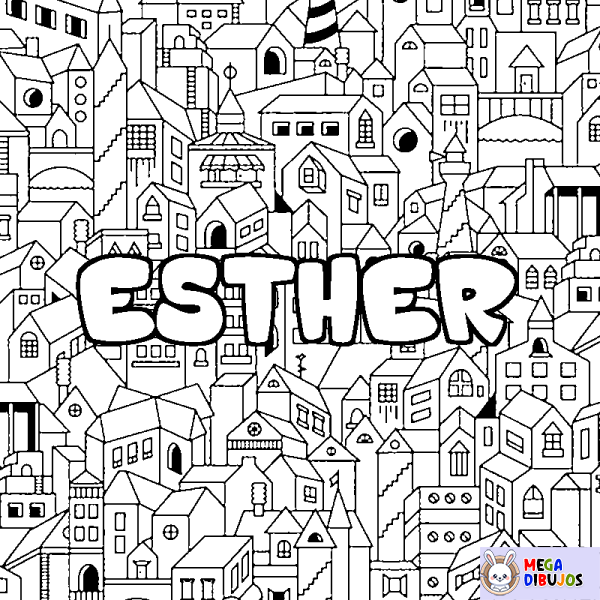 Coloración del nombre ESTHER - decorado ciudad