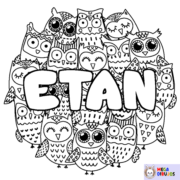 Coloración del nombre ETAN - decorado b&uacute;hos