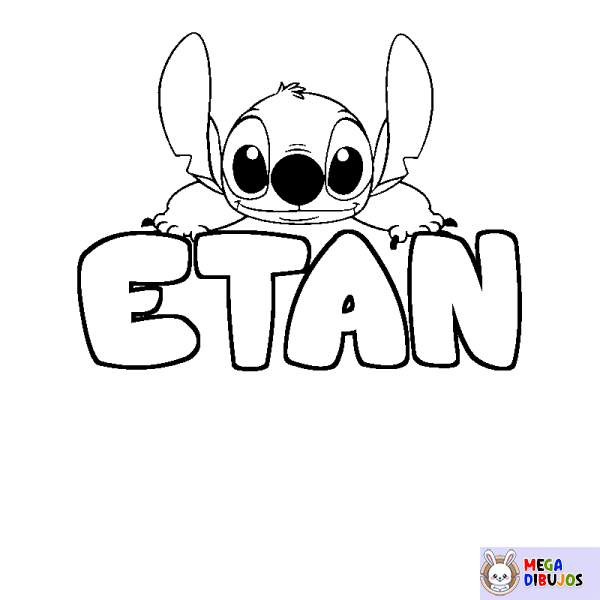 Coloración del nombre ETAN - decorado Stitch