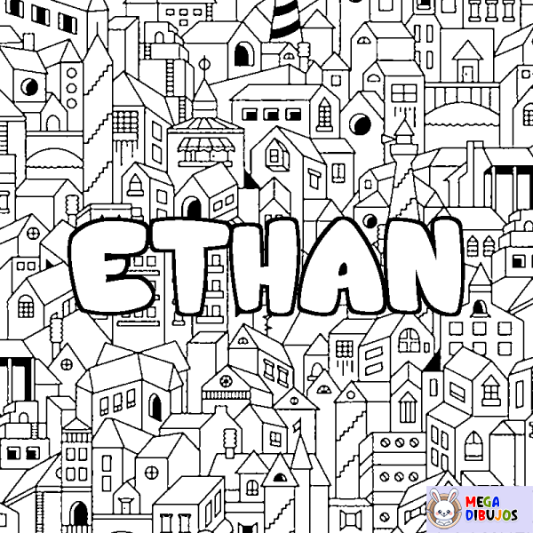 Coloración del nombre ETHAN - decorado ciudad