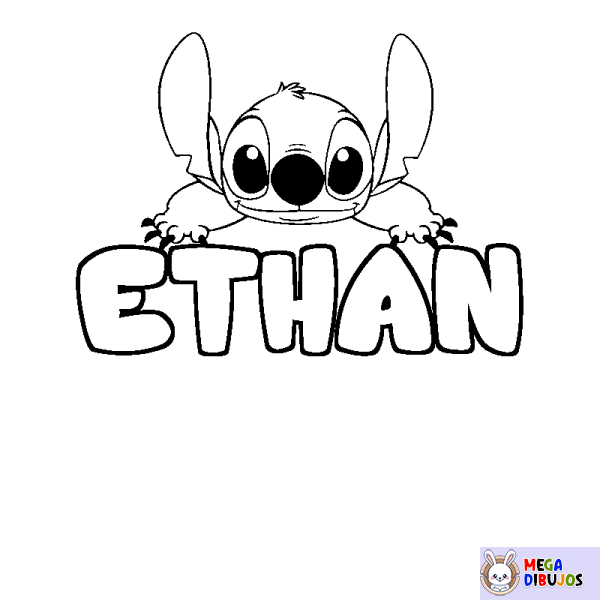 Coloración del nombre ETHAN - decorado Stitch