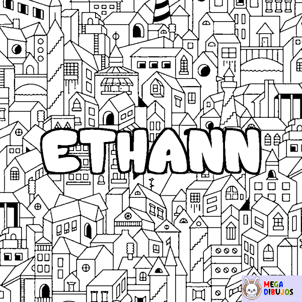 Coloración del nombre ETHANN - decorado ciudad