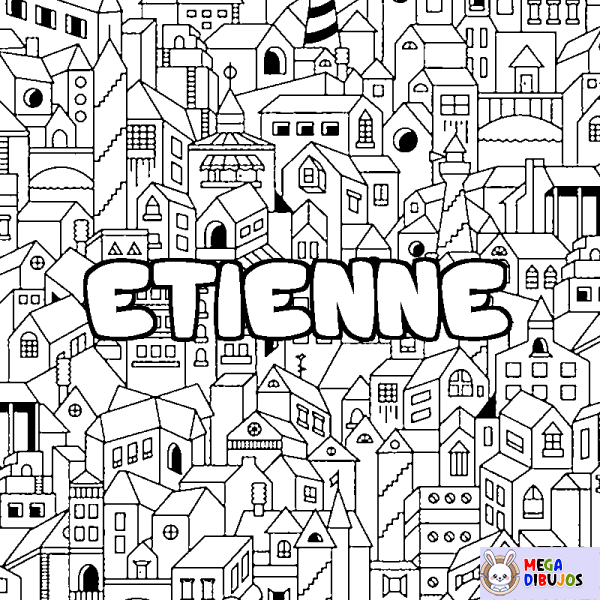 Coloración del nombre ETIENNE - decorado ciudad