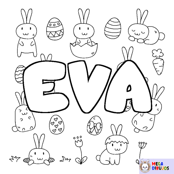 Coloración del nombre EVA - decorado Pascua