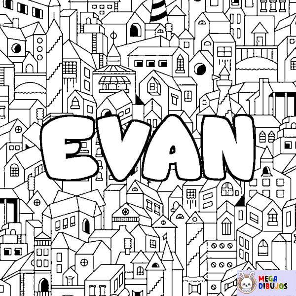 Coloración del nombre EVAN - decorado ciudad